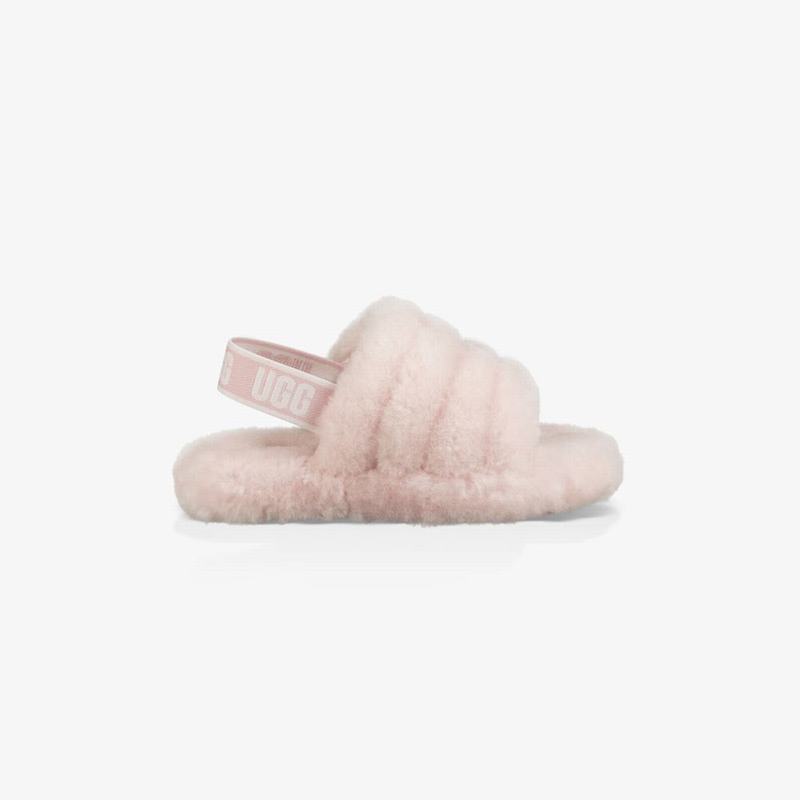 Chausson UGG Fluff Yeah Fille Grise Rose Soldes 634EUVHA